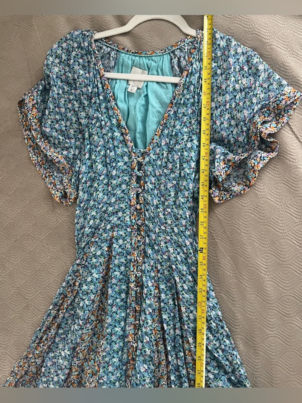 Anthropologie Floral V-Neck Blue Maxi Dress with Button Front size 2 - Picture 10 of 14